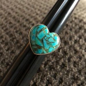Size 6 Turquoise Heart Shaped Sterling Silver Ring